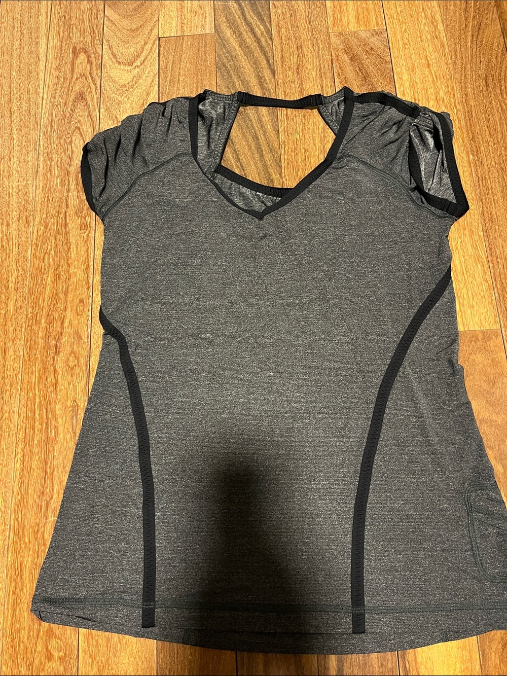 lululemon athletica Charcoal Grey V-Neck Short Sleeve Top